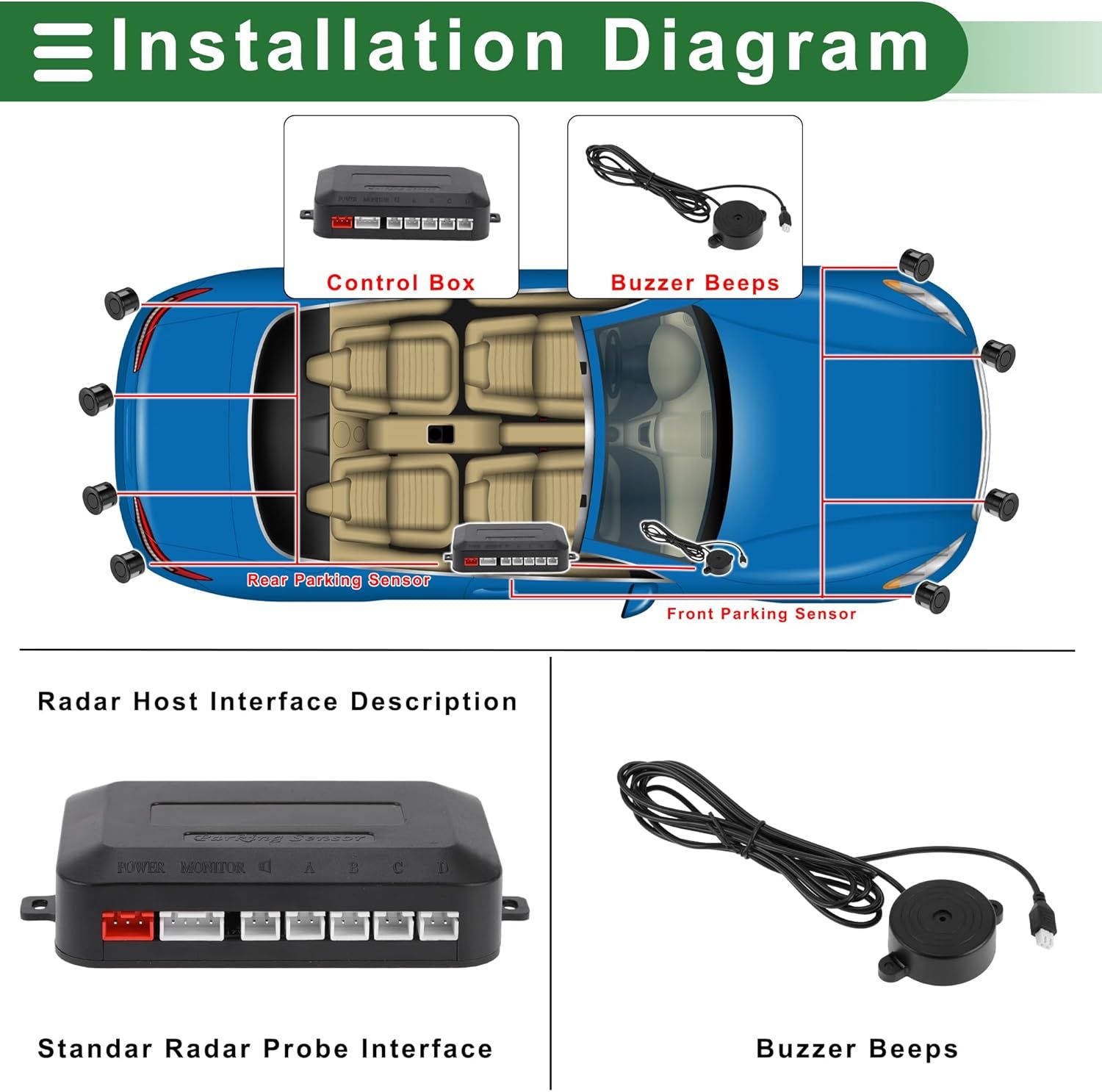 Car reversing sensor, auto parking system reversing radar, automotive replacement use, vehicle maintenance accessory - Image 3