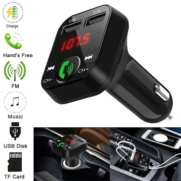 Wireless Bluetooth Car FM Transmitter 2 USB Charger Aux Adapter Handsfree, wireless audio upgrade, vehicle stereo use, Black Color - Image 2