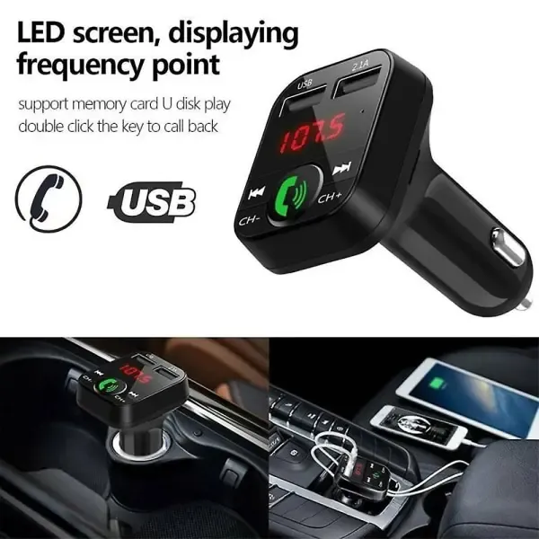 Wireless Bluetooth Car FM Transmitter 2 USB Charger Aux Adapter Handsfree, wireless audio upgrade, vehicle stereo use, Black Color - Image 3