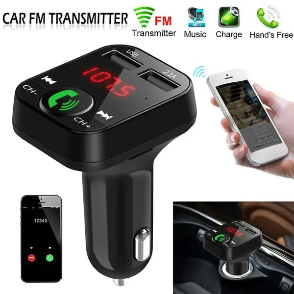 Wireless Bluetooth Car FM Transmitter 2 USB Charger Aux Adapter Handsfree, wireless audio upgrade, vehicle stereo use, Black Color - Image 4