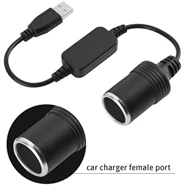 1.2m USB A male to 12V female cigarette lighter socket converter, automotive replacement use, vehicle maintenance accessory - Image 3