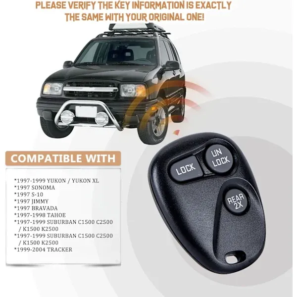 Keyless Car Key for 1997/1998/1999 Tahoe with FCC ID: ABO1502T GM/UTA: 16245100-29 or 16207901-5 (Single), automotive replacement use - Image 3