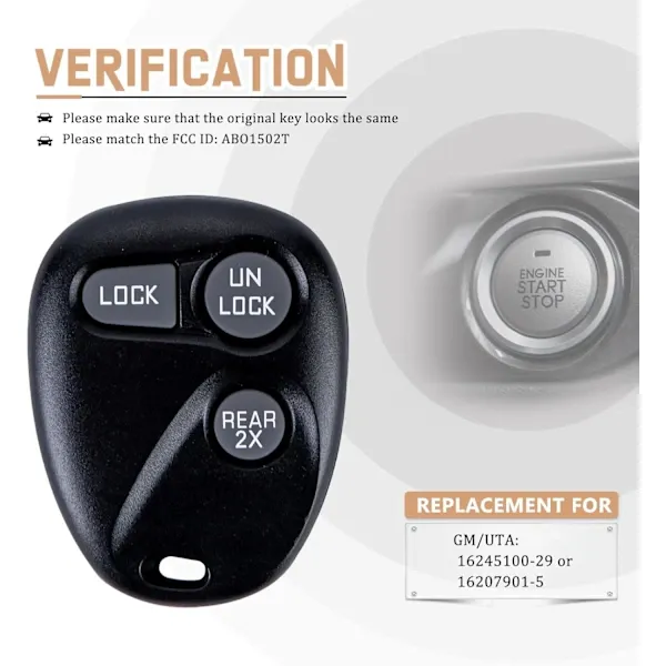 Keyless Car Key for 1997/1998/1999 Tahoe with FCC ID: ABO1502T GM/UTA: 16245100-29 or 16207901-5 (Single), automotive replacement use - Image 4