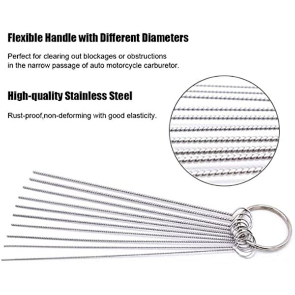 Carburetor Cleaning Kit Cleaning Needles Brushes Cleaning Tools, Stainless Steel + Steel material, car washing and detailing - Image 5