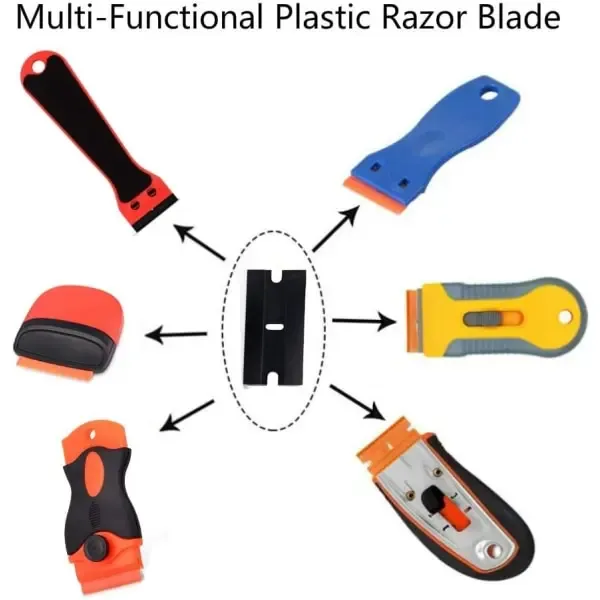 Car Sticker Remover 100 pcs Plastic Razor Blades Edges for 1.5 inch, car washing and detailing, polishing or foam cleaning - Image 2