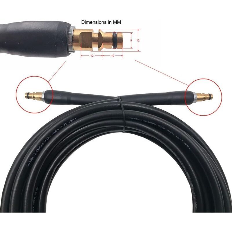 Replacement High Pressure Hose for Karcher K2 K3 K4 K5 K6 K7 Pressure Washer Hose, Connector & Quick Release(8m), PVC + Copper material, Black Color - Image 2