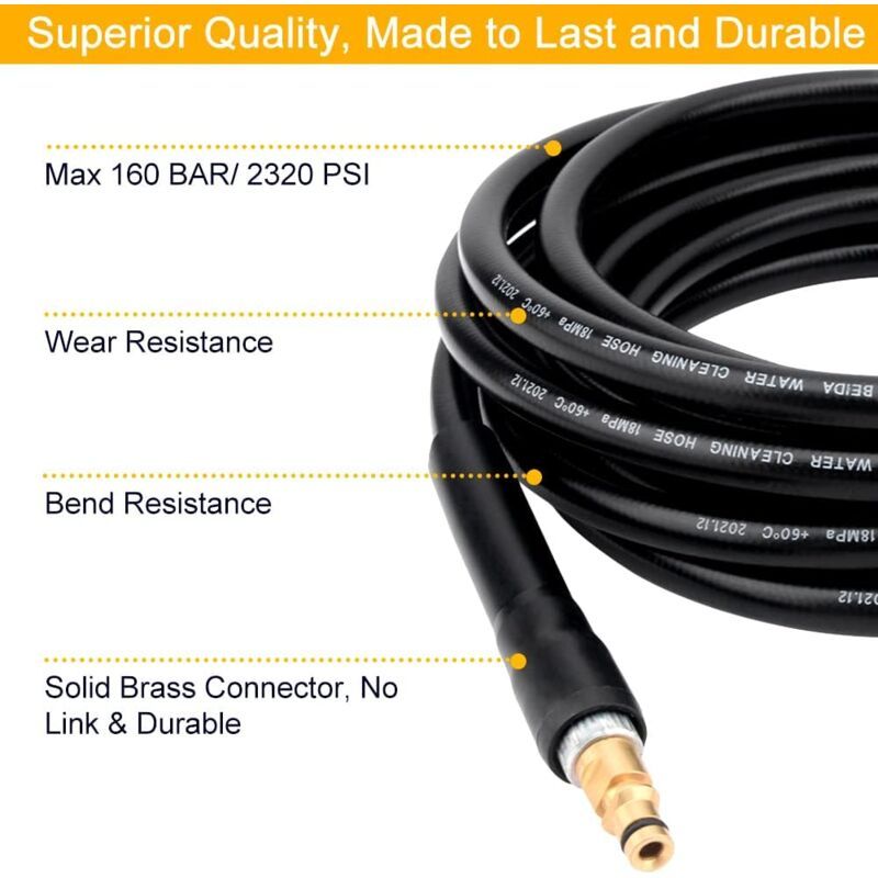 Replacement High Pressure Hose for Karcher K2 K3 K4 K5 K6 K7 Pressure Washer Hose, Connector & Quick Release(8m), PVC + Copper material, Black Color - Image 3