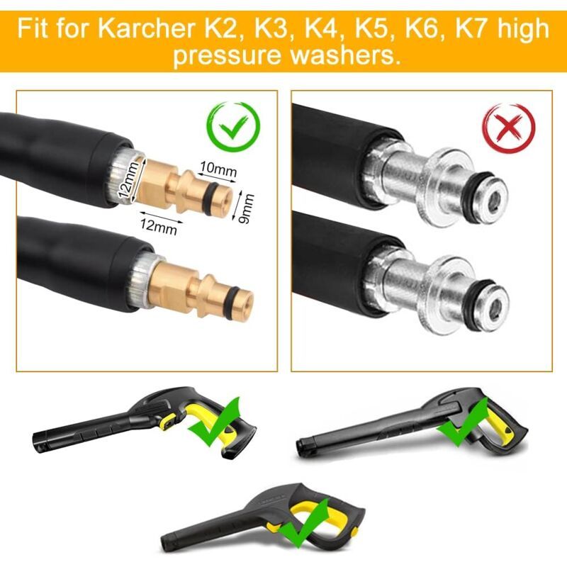 Replacement High Pressure Hose for Karcher K2 K3 K4 K5 K6 K7 Pressure Washer Hose, Connector & Quick Release(8m), PVC + Copper material, Black Color - Image 4