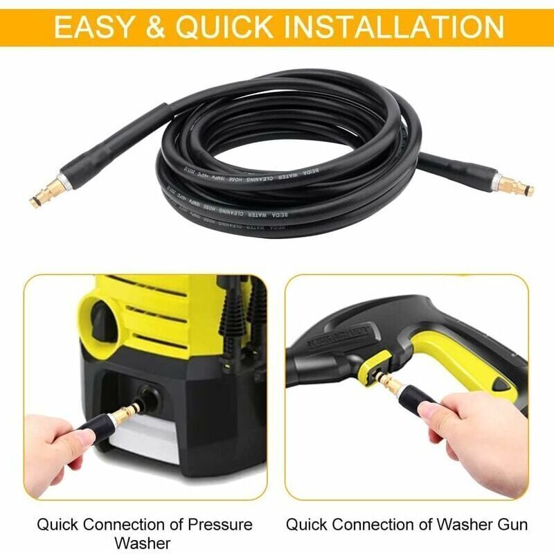 Replacement Hose for Karcher K2 K3 K4 K5 K6 K7 Pressure Washer High Pressure Cleaning Hose Quick Connector and Quick Release (6m), Black Color - Image 2