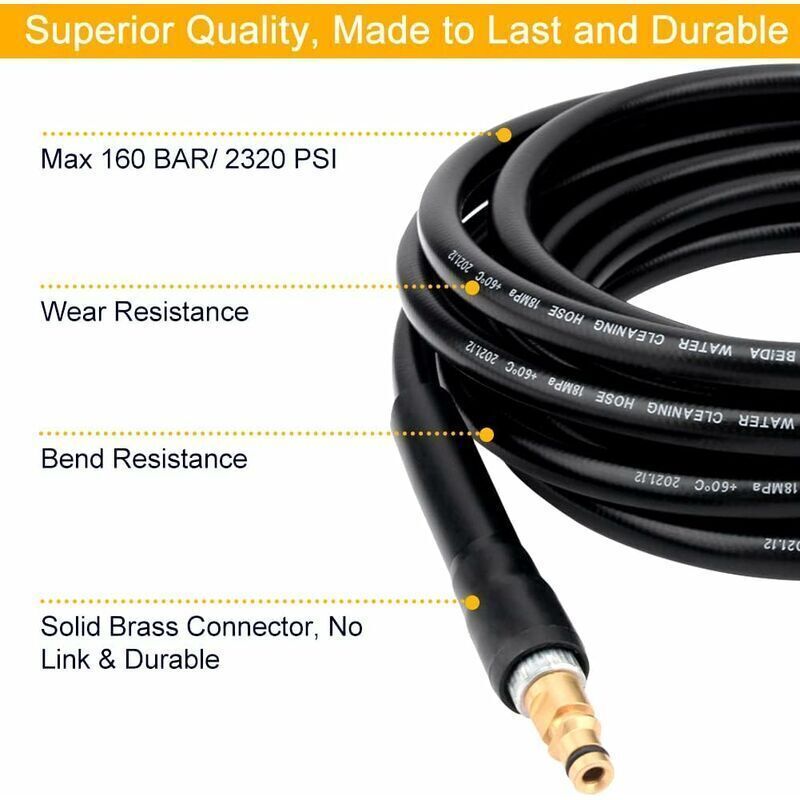Replacement Hose for Karcher K2 K3 K4 K5 K6 K7 Pressure Washer High Pressure Cleaning Hose Quick Connector and Quick Release (6m), Black Color - Image 5