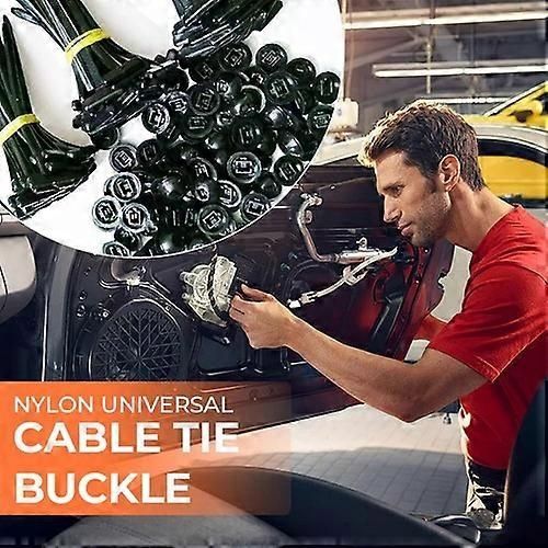 Nylon Universal Cable Tie Buckle, 10-100 pin and button cable ties self-locking 100 pcs, automotive replacement use, Black Color - Image 3