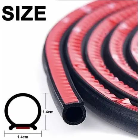 Universal Self-Adhesive D-Shape Rubber Car Door Seal Strip, 18 m Door Weatherstrip Protector, Black Color, Trim Use - Image 2