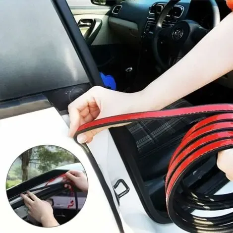 Universal Self-Adhesive D-Shape Rubber Car Door Seal Strip, 18 m Door Weatherstrip Protector, Black Color, Trim Use - Image 3