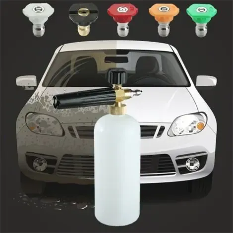 Foam Cannon with 1/4 Inch Quick Connect, 1 Liter Bottle and 5 Nozzle Tips for High Pressure Washer Cleaning Use - Image 2