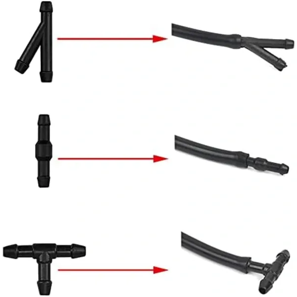 Hose for washer fluid, 3M - Hose for washer nozzle, mist sprayer, with hose connection 9 pcs, Rubber material, automotive replacement use, Black Color - Image 4