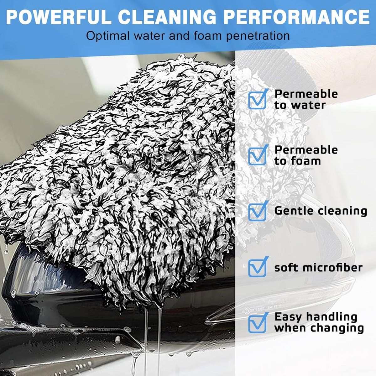 Rim Brush - Car Wheel Brush with Car Wash Mitt - Microfiber Rim Brush - Tire Brush - Wheel Brush - Rim Cleaner - Image 2