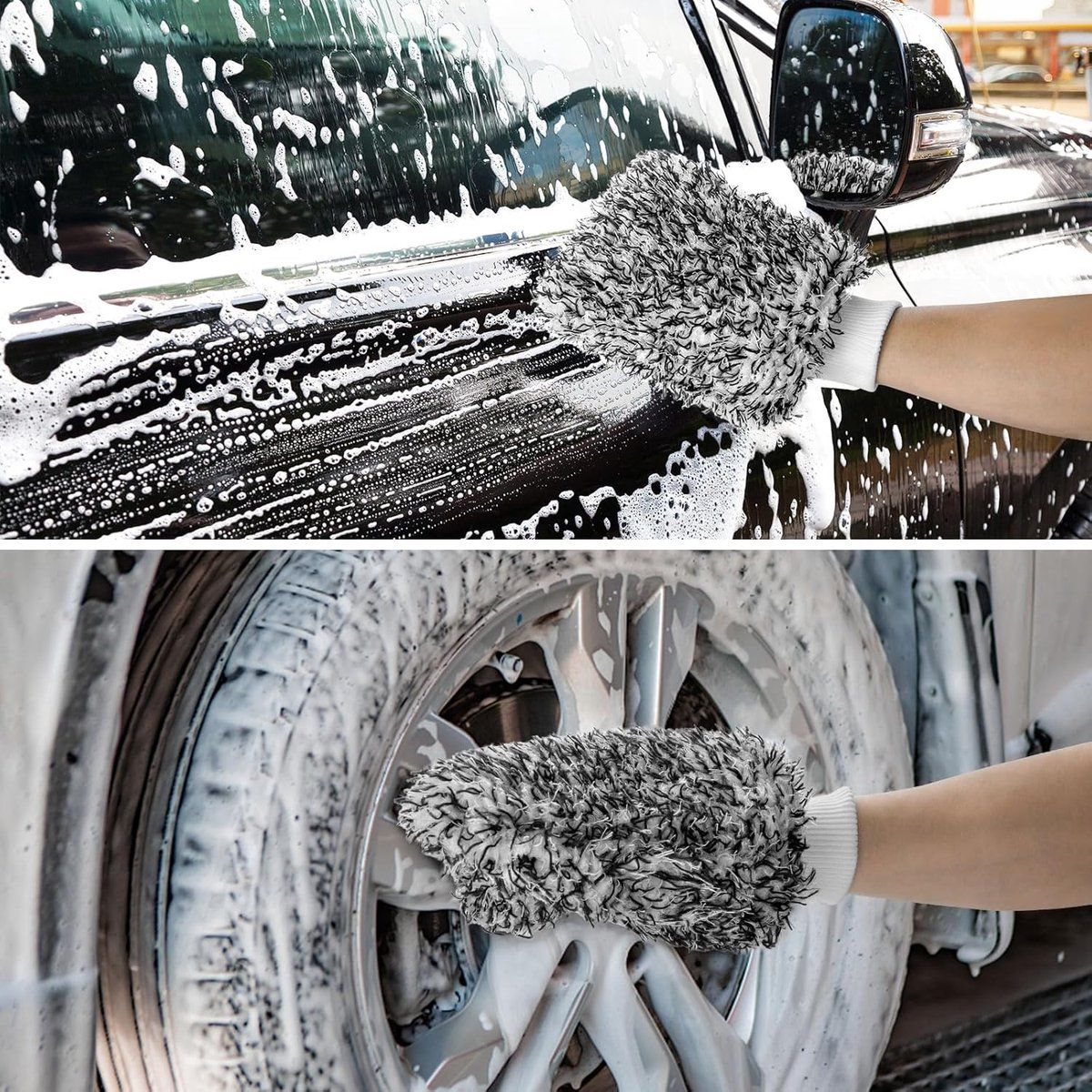 Rim Brush - Car Wheel Brush with Car Wash Mitt - Microfiber Rim Brush - Tire Brush - Wheel Brush - Rim Cleaner - Image 5