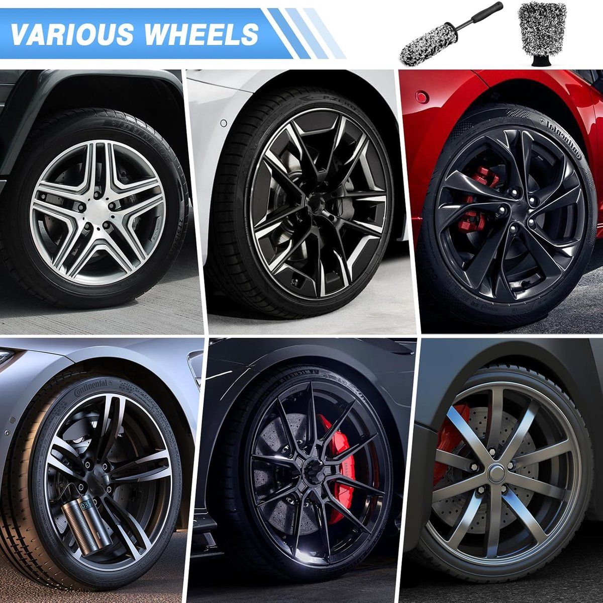 Rim Brush - Car Wheel Brush with Car Wash Mitt - Microfiber Rim Brush - Tire Brush - Wheel Brush - Rim Cleaner - Image 6