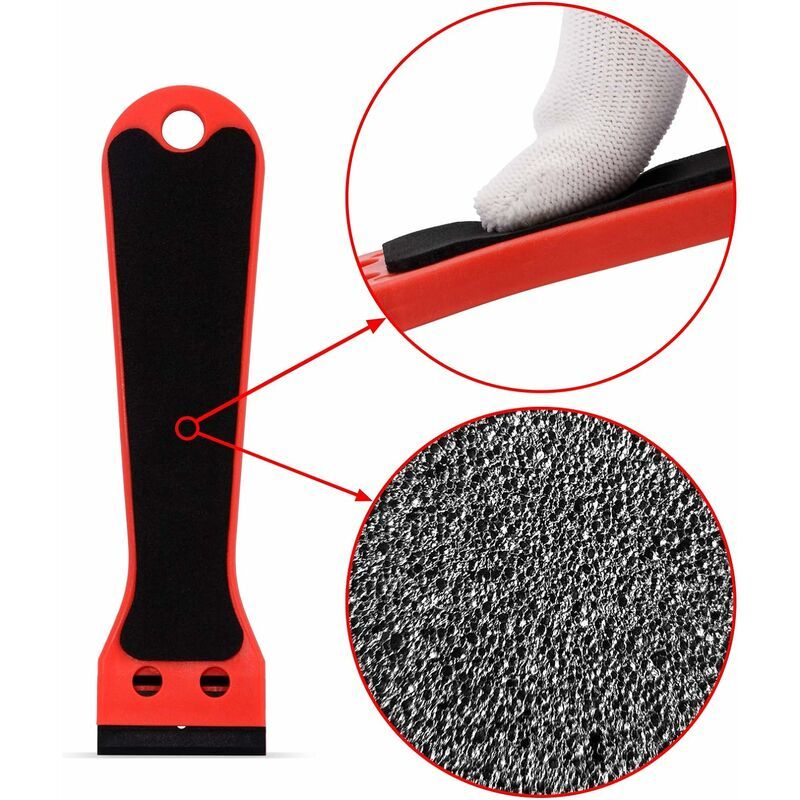 Plastic Scraper with 100 Squeegees, Long Handle Scrapers, for Removing Labels, Glue, Paint, Stickers and Decals, Red, Red Color - Image 2