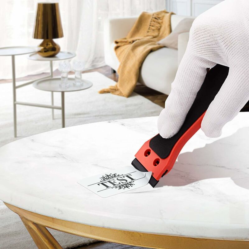 Plastic Scraper with 100 Squeegees, Long Handle Scrapers, for Removing Labels, Glue, Paint, Stickers and Decals, Red, Red Color - Image 3