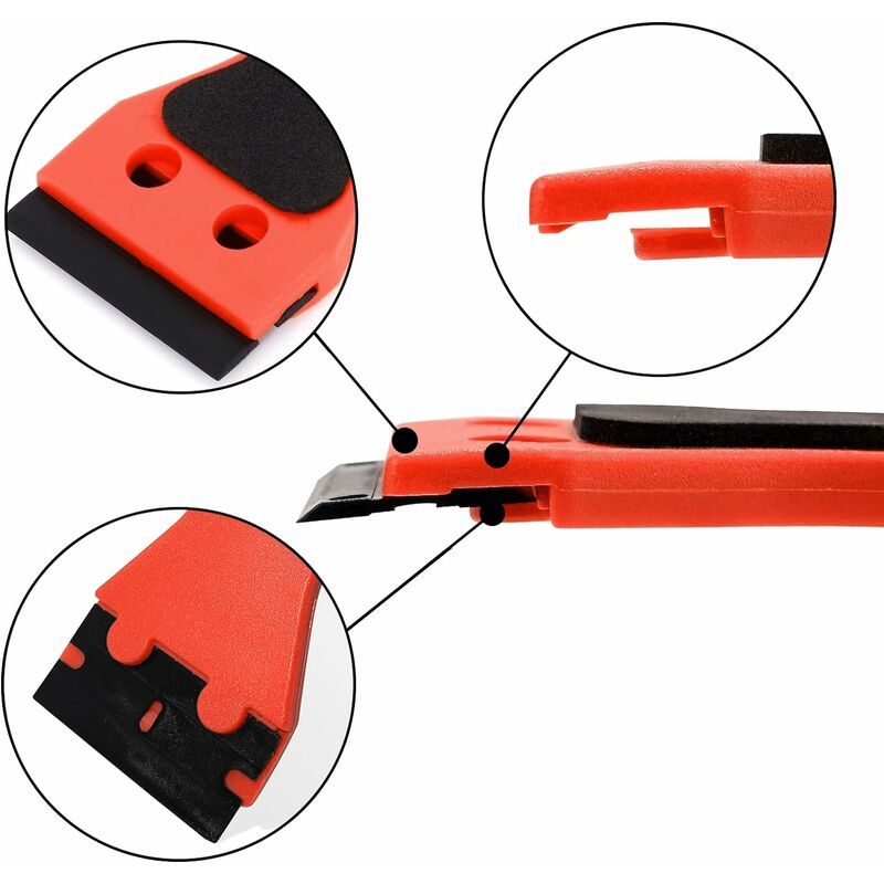 Plastic Scraper with 100 Squeegees, Long Handle Scrapers, for Removing Labels, Glue, Paint, Stickers and Decals, Red, Red Color - Image 4