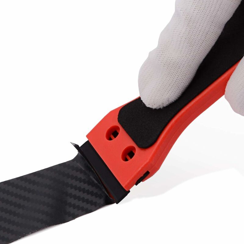 Plastic Scraper with 100 Squeegees, Long Handle Scrapers, for Removing Labels, Glue, Paint, Stickers and Decals, Red, Red Color - Image 5