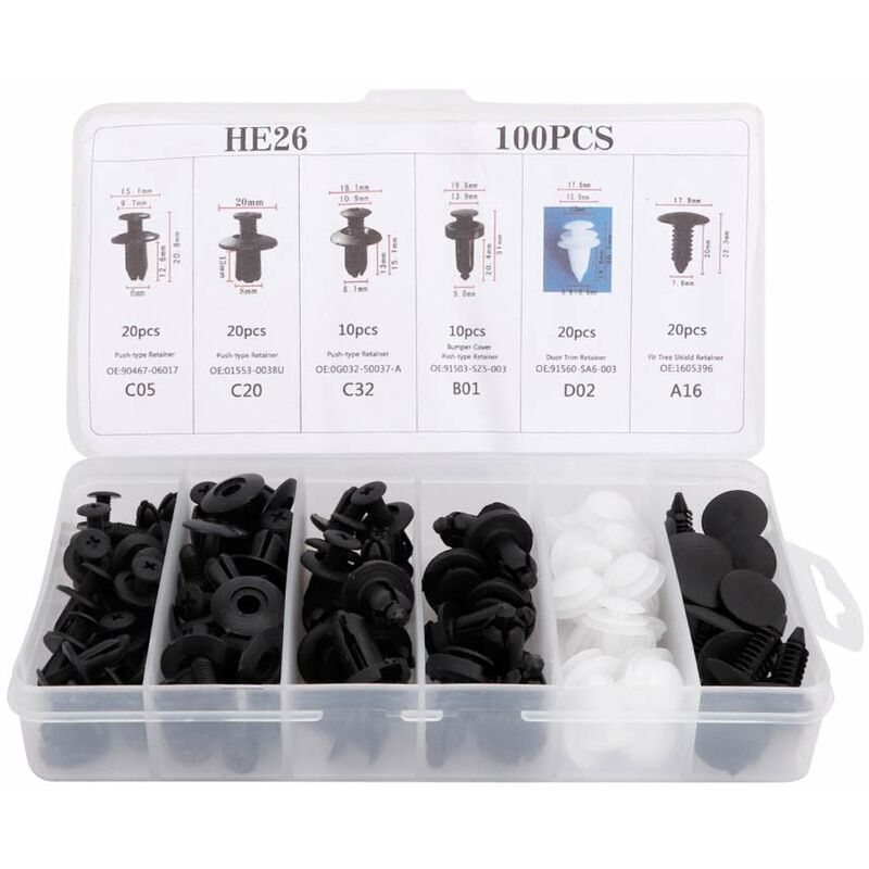 100 pcs Universal Door Trim Clip, Plastic Car Push Rivet Kit Door Card Panel Trim Clips Bumper Fastener Retainer - Image 1