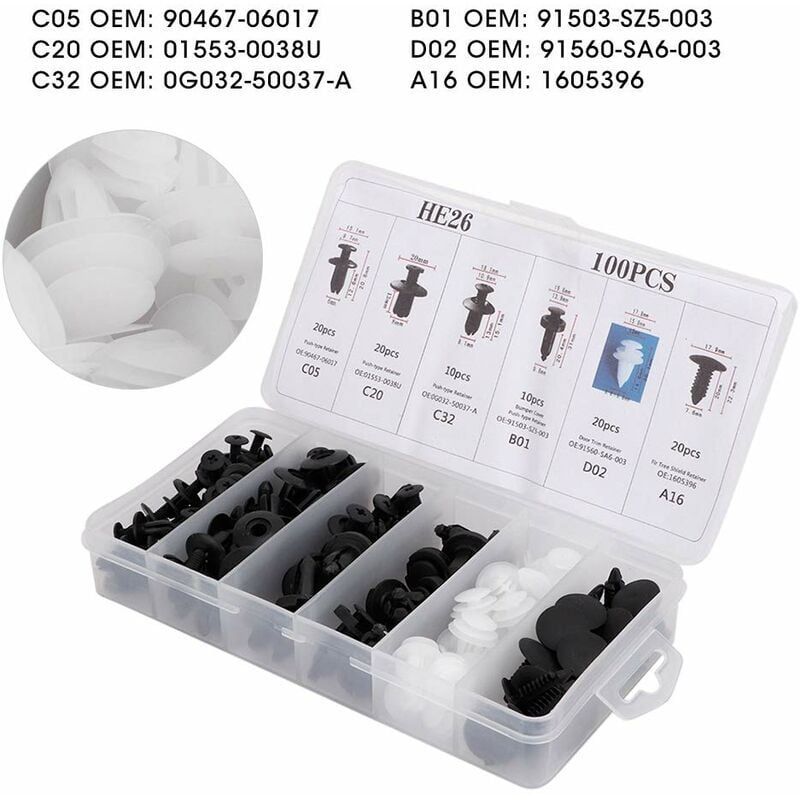 100 pcs Universal Door Trim Clip, Plastic Car Push Rivet Kit Door Card Panel Trim Clips Bumper Fastener Retainer - Image 3