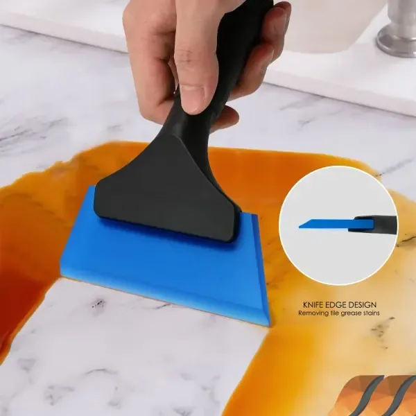 Small squeegee, window squeegee, 5 inch, blue, Silicone + Rubber material, automotive replacement use, vehicle maintenance accessory, Blue Color - Image 2