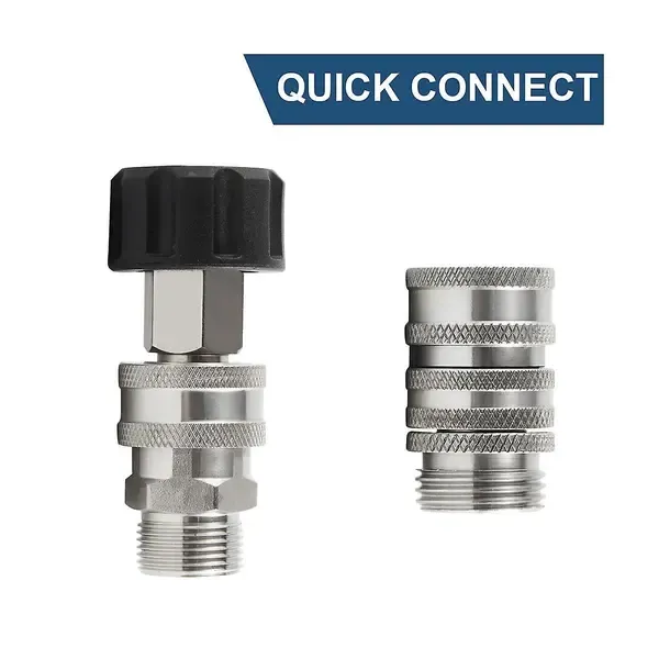 Stainless Steel Pressure Washer Quick Connect Kit, m22 14mm To 3/8in Quick Connect, 3/4in To 1/2in Qu, Stainless Steel + Brass material, Silver Color - Image 3