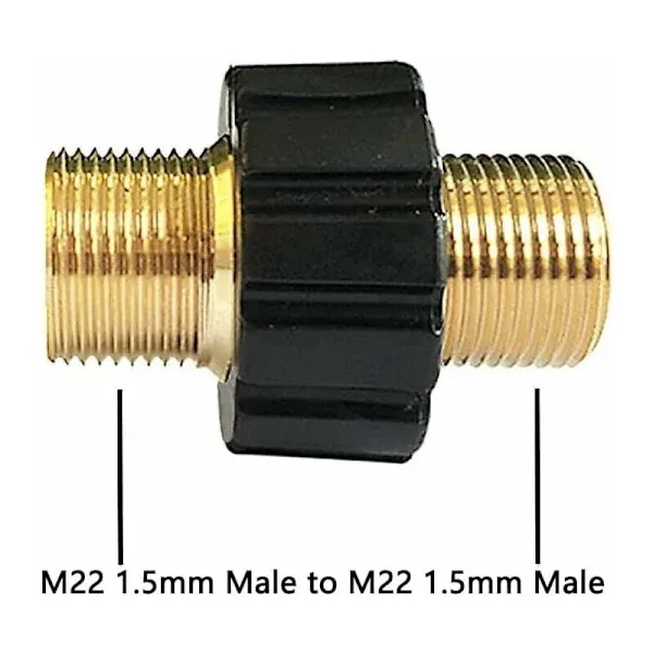 M22 x 1.5 Snabbkopplingsadapter for Slang, Dubbel male, Kompatibel med Karcher HD & HDs Hogtryckstvattar, 14mm Diameter, Brass material - Image 2