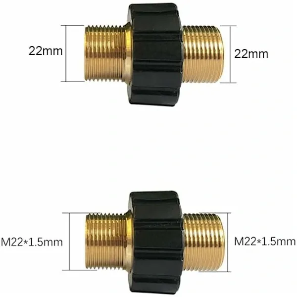 M22 x 1.5 Snabbkopplingsadapter for Slang, Dubbel male, Kompatibel med Karcher HD & HDs Hogtryckstvattar, 14mm Diameter, Brass material - Image 4