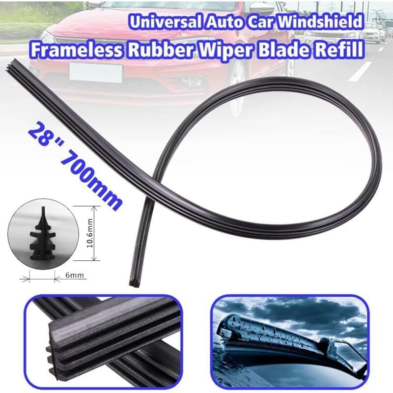 Cuttable Windshield Wiper Blades, Replacement Rubber, Prevents Glass Damage, 8 Pieces, 700 mm (Wipers Not Included) - Image 2
