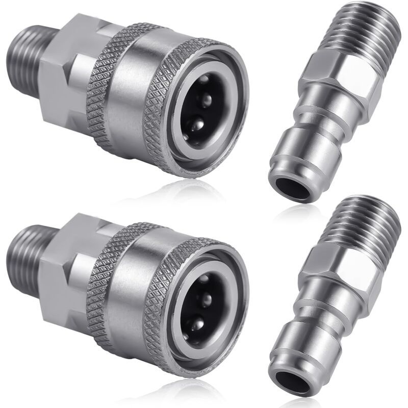 Pressure Washer Coupler Set, 1/4 Inch NPT Stainless Steel Quick Connector Male Female External Thread, Cleaning Use - Image 1