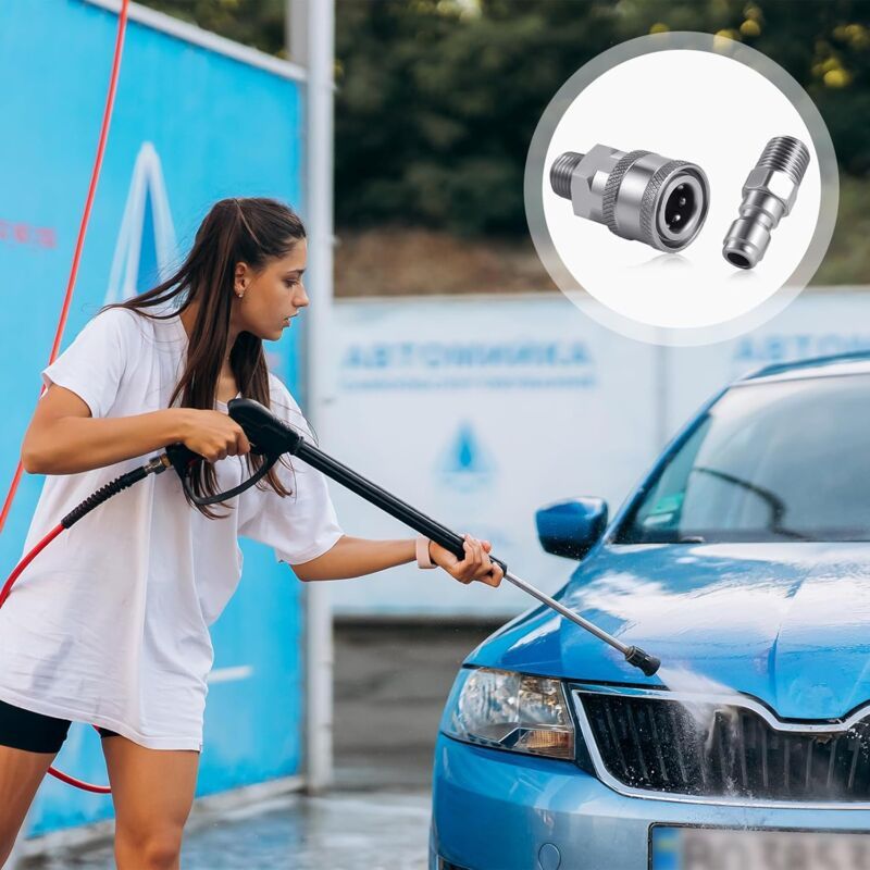 Pressure Washer Coupler Set, 1/4 Inch NPT Stainless Steel Quick Connector Male Female External Thread, Cleaning Use - Image 4