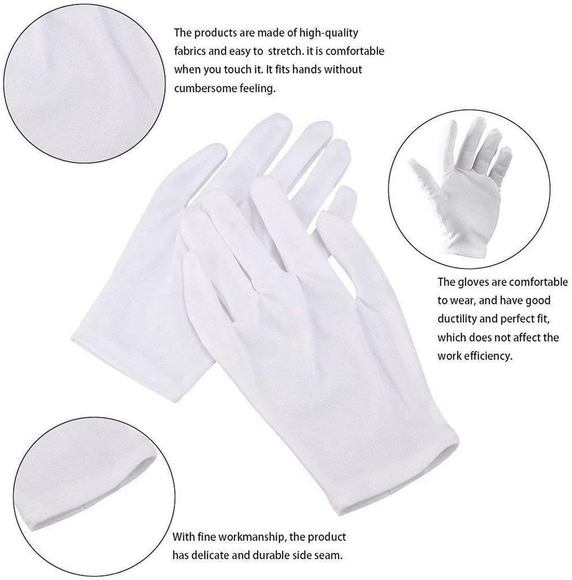 Pack of 24 White Cotton Gloves Work Gloves Cosmetic Hydration Gloves for Dry Hands and Eczema, Jewelry Inspection - Image 3
