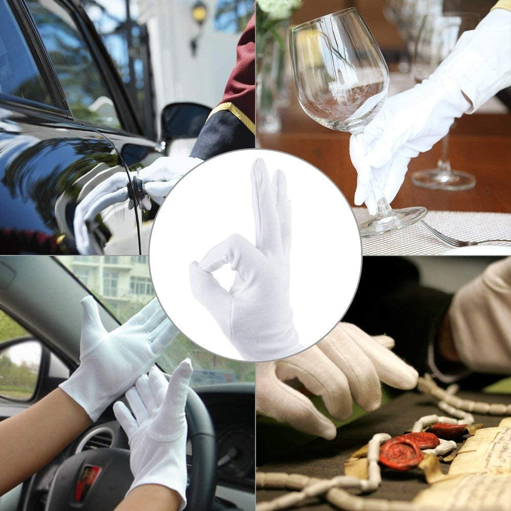 Pack of 24 White Cotton Gloves Work Gloves Cosmetic Hydration Gloves for Dry Hands and Eczema, Jewelry Inspection - Image 5