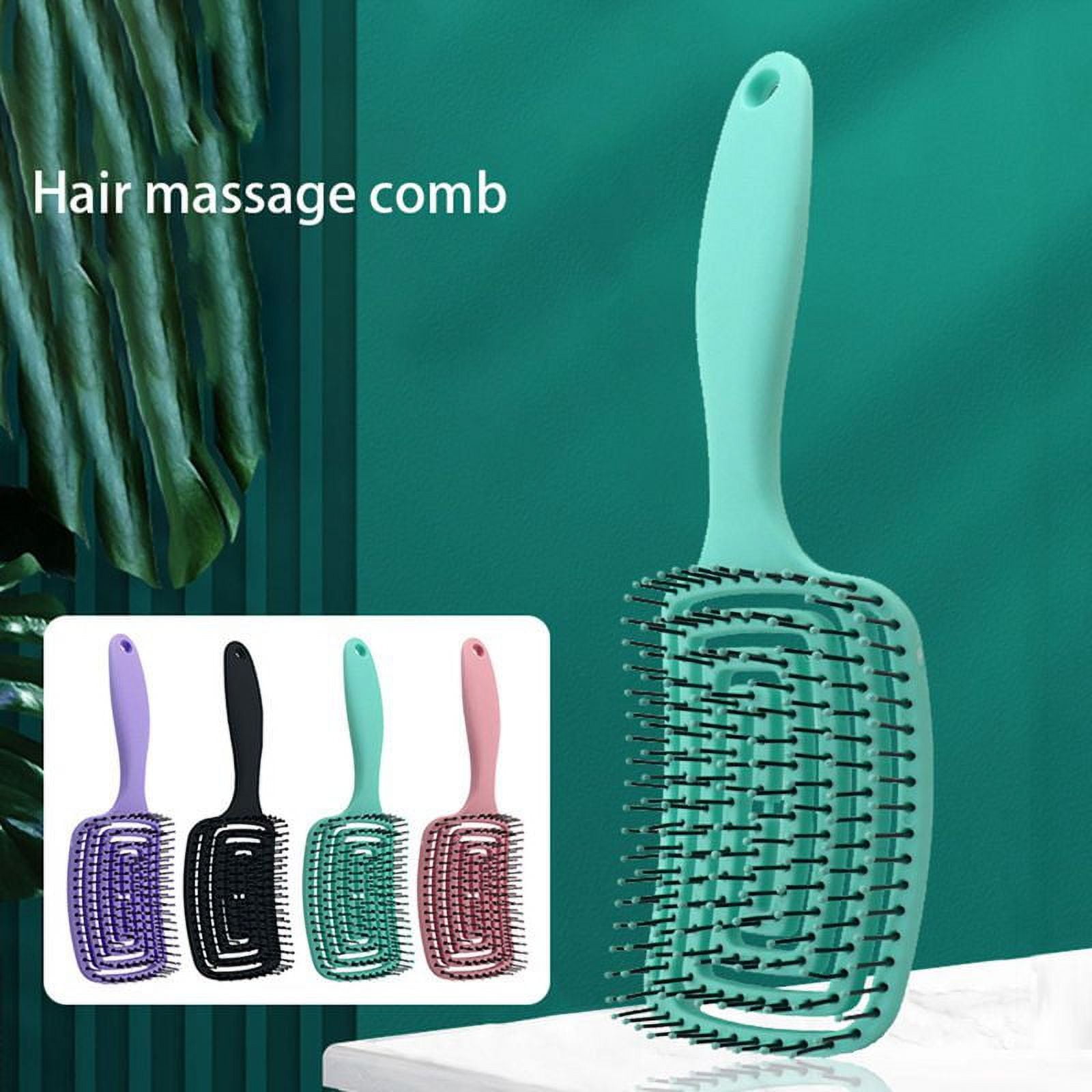 Curved Vented Hair Brushes for Women, Anti Frizz Hair Detangling Brush for Long Thick Curly Hair, Fast Drying Hair Detangler Wet Hair Brush Green - Image 2