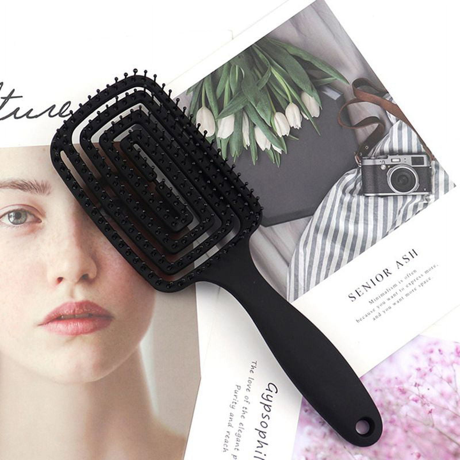 Curved Vented Hair Brushes for Women, Anti Frizz Hair Detangling Brush for Long Thick Curly Hair, Fast Drying Hair Detangler Wet Hair Brush Green - Image 3