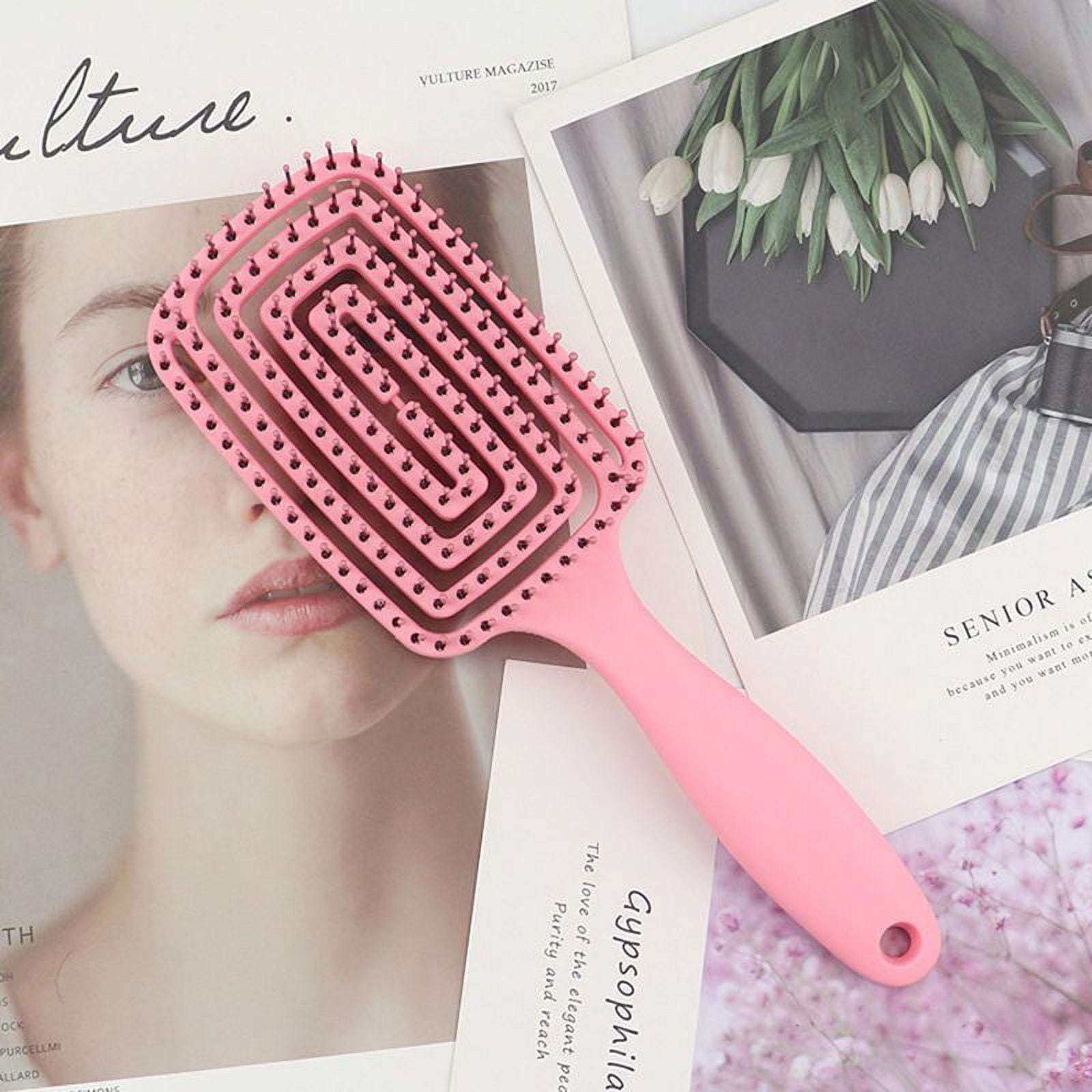 Curved Vented Hair Brushes for Women, Anti Frizz Hair Detangling Brush for Long Thick Curly Hair, Fast Drying Hair Detangler Wet Hair Brush Green - Image 4