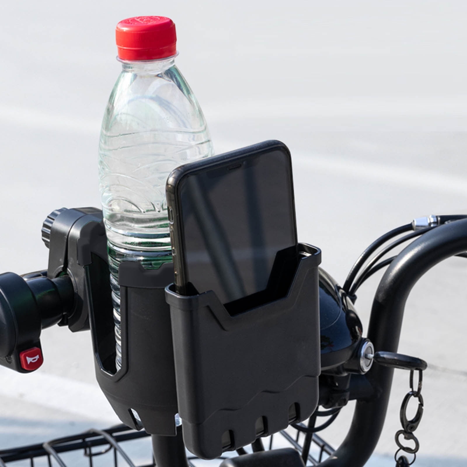 WQJNWEQ-Clearance-Cup-Holder-with-Phone-Holder-Bike-Cup-Holder-2-in-1-Universal-Cup-Phone-Holder-for-Stroller-Bike-Wheelchair-Walker-Scooter Black - Image 1