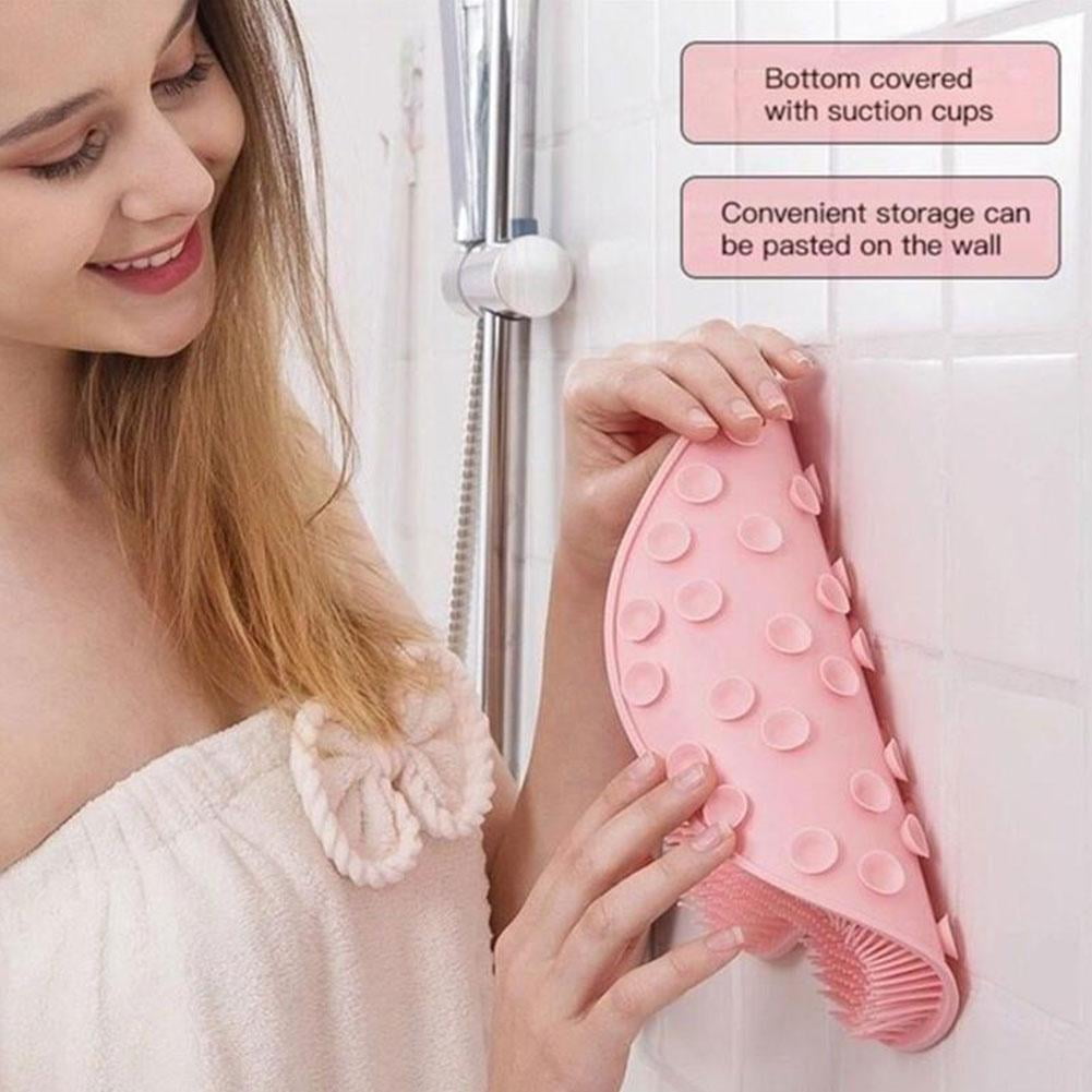 Shower Foot Massager Scrubber, Silicone Bath Massage Cushion Brush Anti-Slip for Lazy Wash Feet, Improves Foot Circulation pink - Image 2