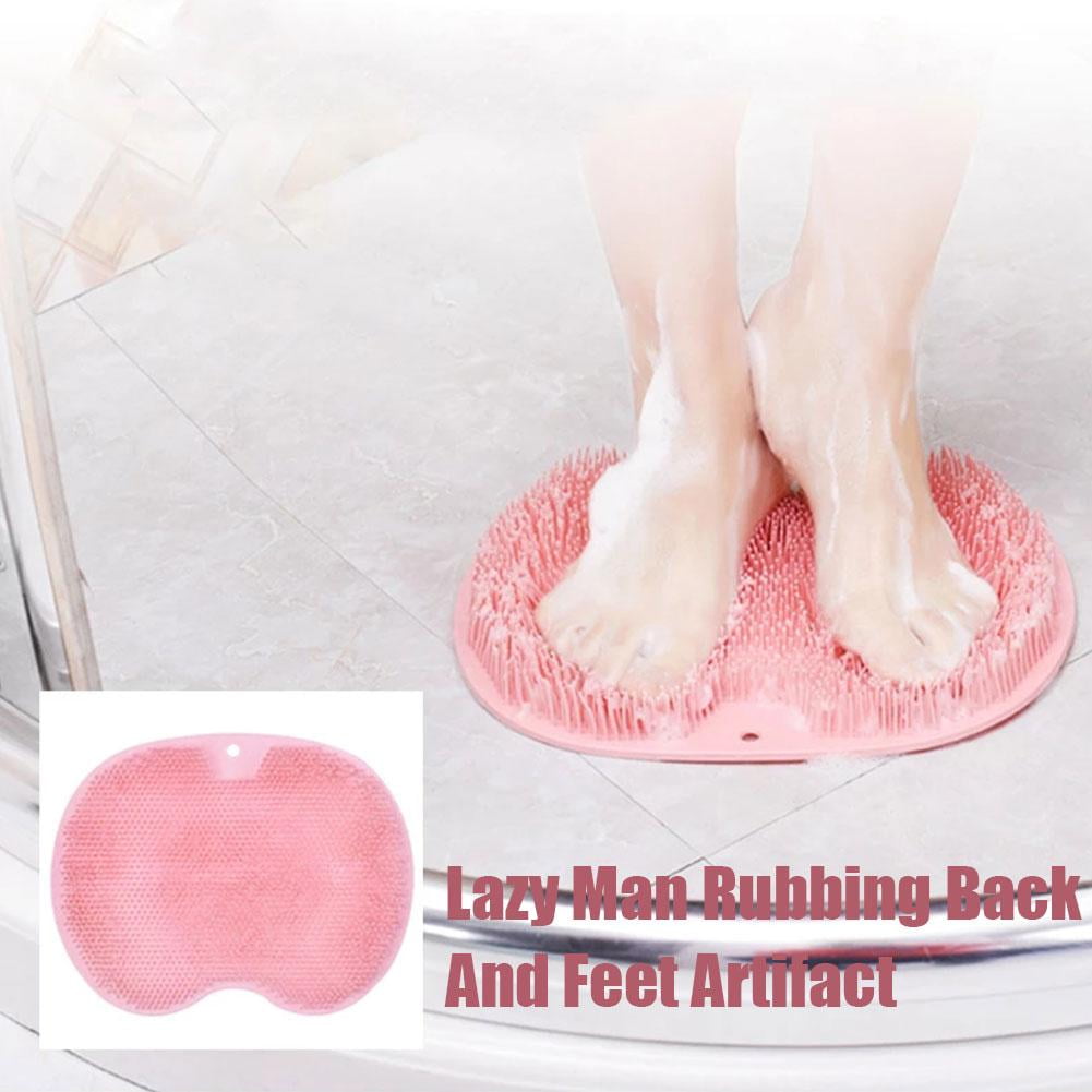 Shower Foot Massager Scrubber, Silicone Bath Massage Cushion Brush Anti-Slip for Lazy Wash Feet, Improves Foot Circulation pink - Image 3