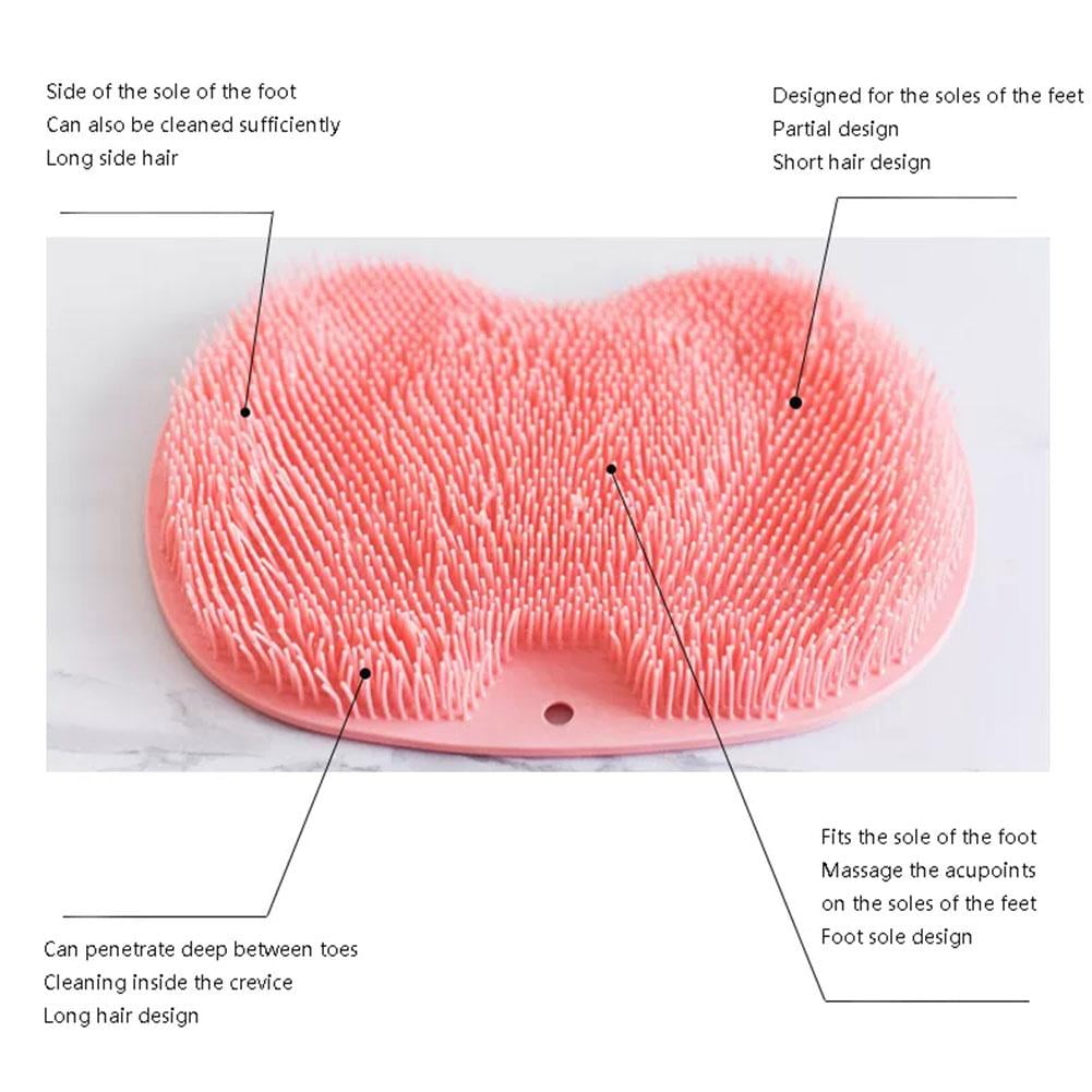 Shower Foot Massager Scrubber, Silicone Bath Massage Cushion Brush Anti-Slip for Lazy Wash Feet, Improves Foot Circulation pink - Image 5