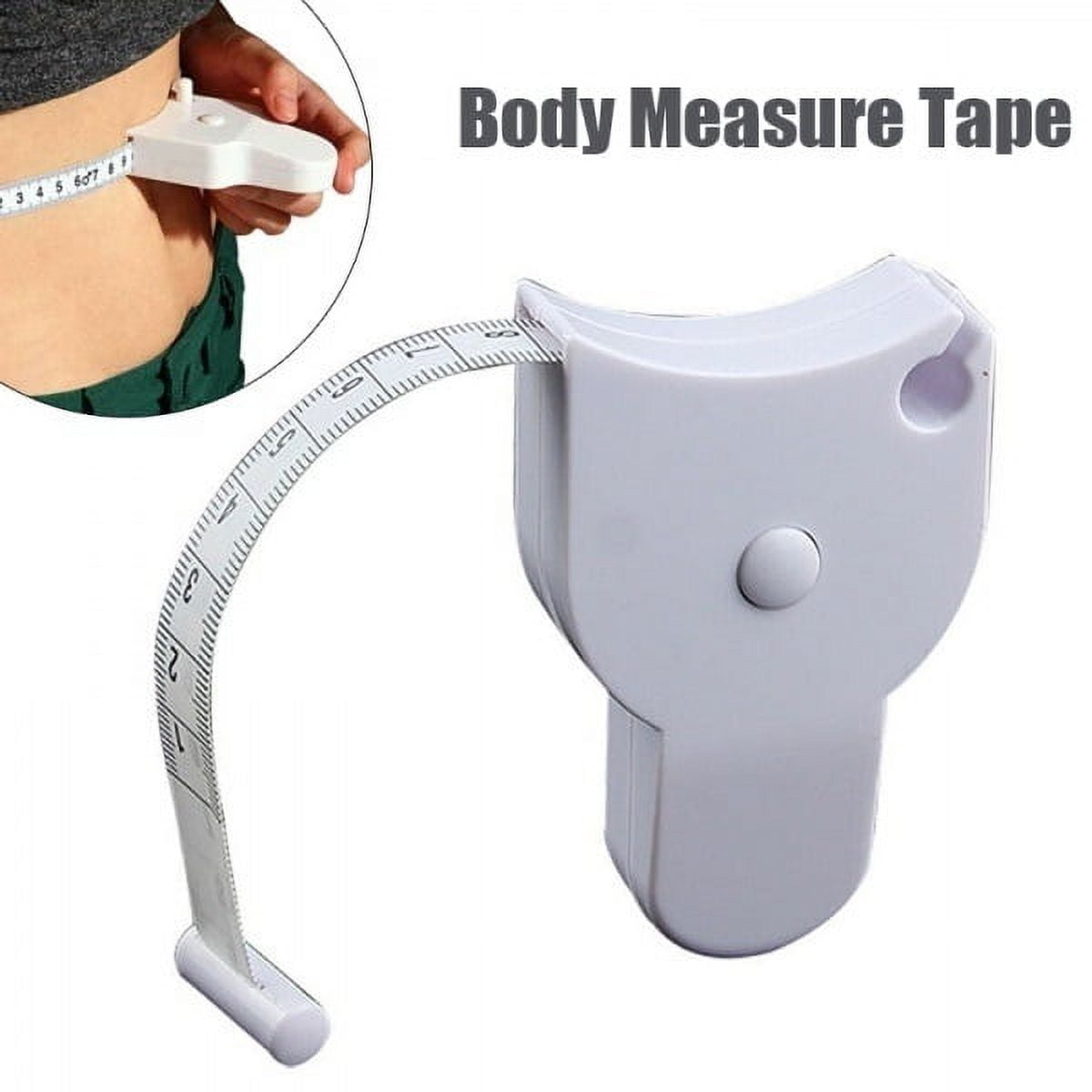 Body Measuring Tape, 60 Inch Retractable Measuring Tape for Body: Waist, Hip, Bust, Arms, and More (White) White - Image 1