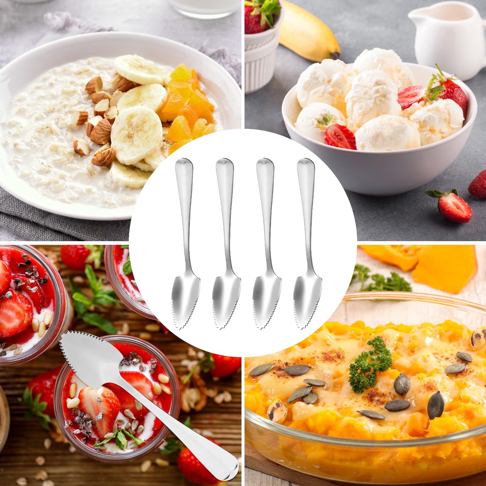 MANLINGDA DOITOOL 4Pcs Stainless Steel Grapefruit Spoons with Serrated Edges 15.50X2.70X0.50CM As Shown - Image 3