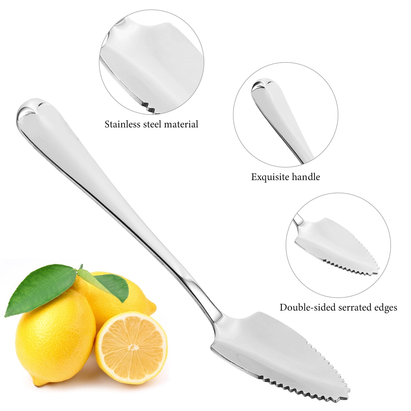 MANLINGDA DOITOOL 4Pcs Stainless Steel Grapefruit Spoons with Serrated Edges 15.50X2.70X0.50CM As Shown - Image 4