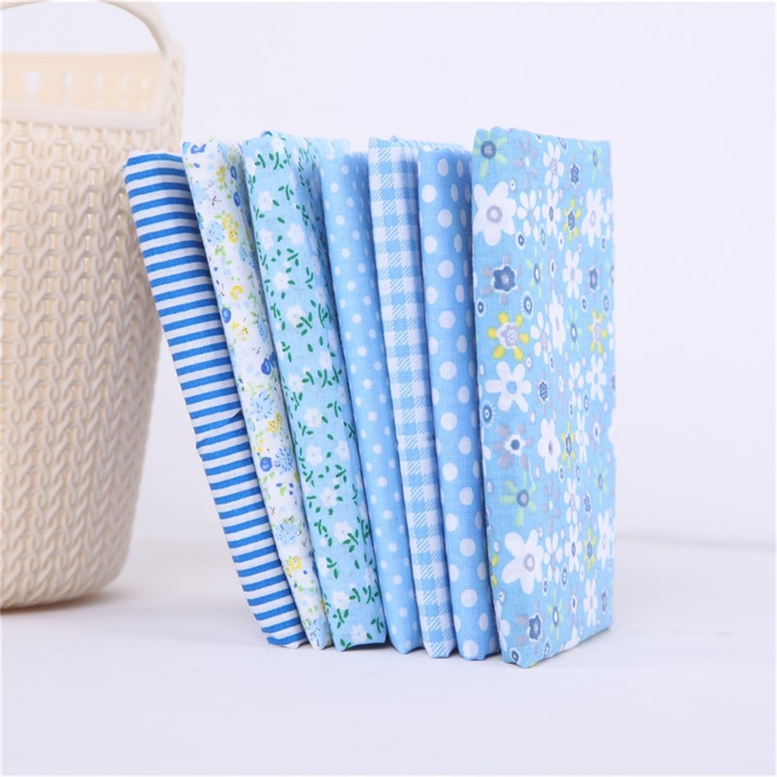 Tdoenbutw clearance Cotton Crafts Fabric Bundle Patchwork Squares Quilting Sewing Patchwork DIY 7PCS 7PC DIY Fabric fall fabric squares clearance sale Blue - Image 2