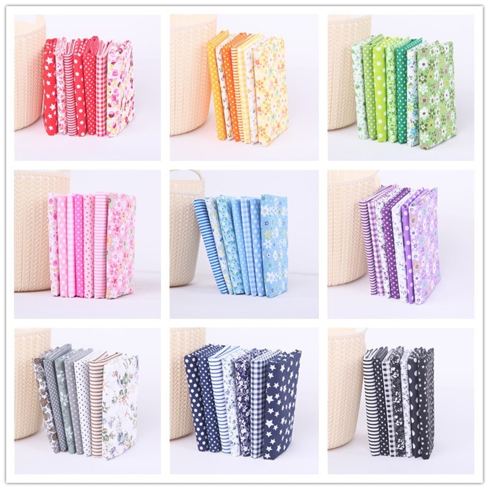 Tdoenbutw clearance Cotton Crafts Fabric Bundle Patchwork Squares Quilting Sewing Patchwork DIY 7PCS 7PC DIY Fabric fall fabric squares clearance sale Multicolor - Image 4