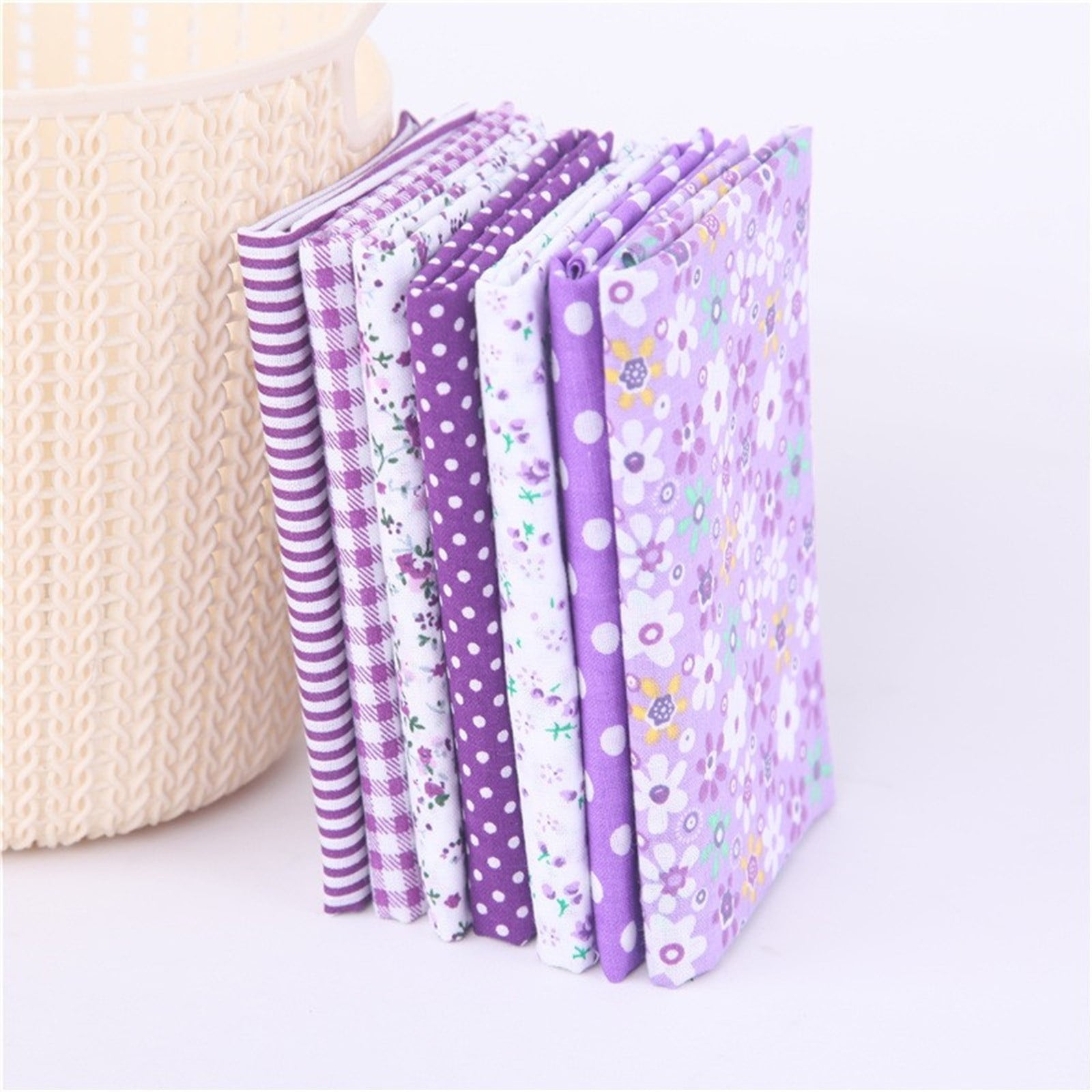 Tdoenbutw clearance Cotton Crafts Fabric Bundle Patchwork Squares Quilting Sewing Patchwork DIY 7PCS 7PC DIY Fabric fall fabric squares clearance sale Z-Purple - Image 1